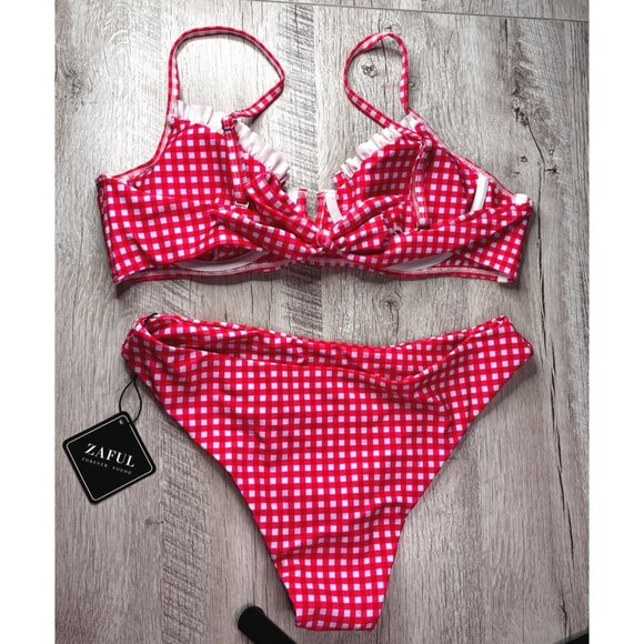 Women's Underwire Bikini Country High Cut Bikini Set Two Piece Swimsuit Size 6- - Picture 2 of 5